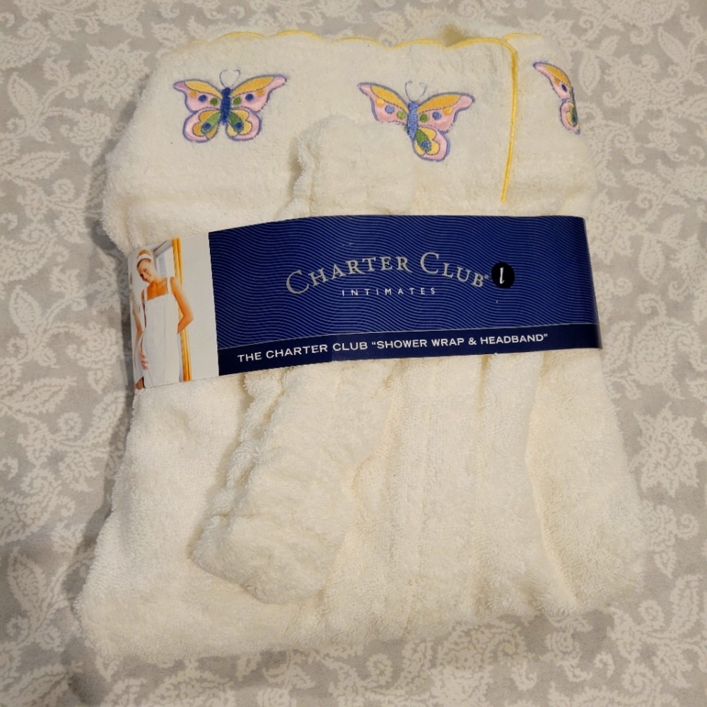 COPY - Charter Club Towel terry bath shower wrap & head band